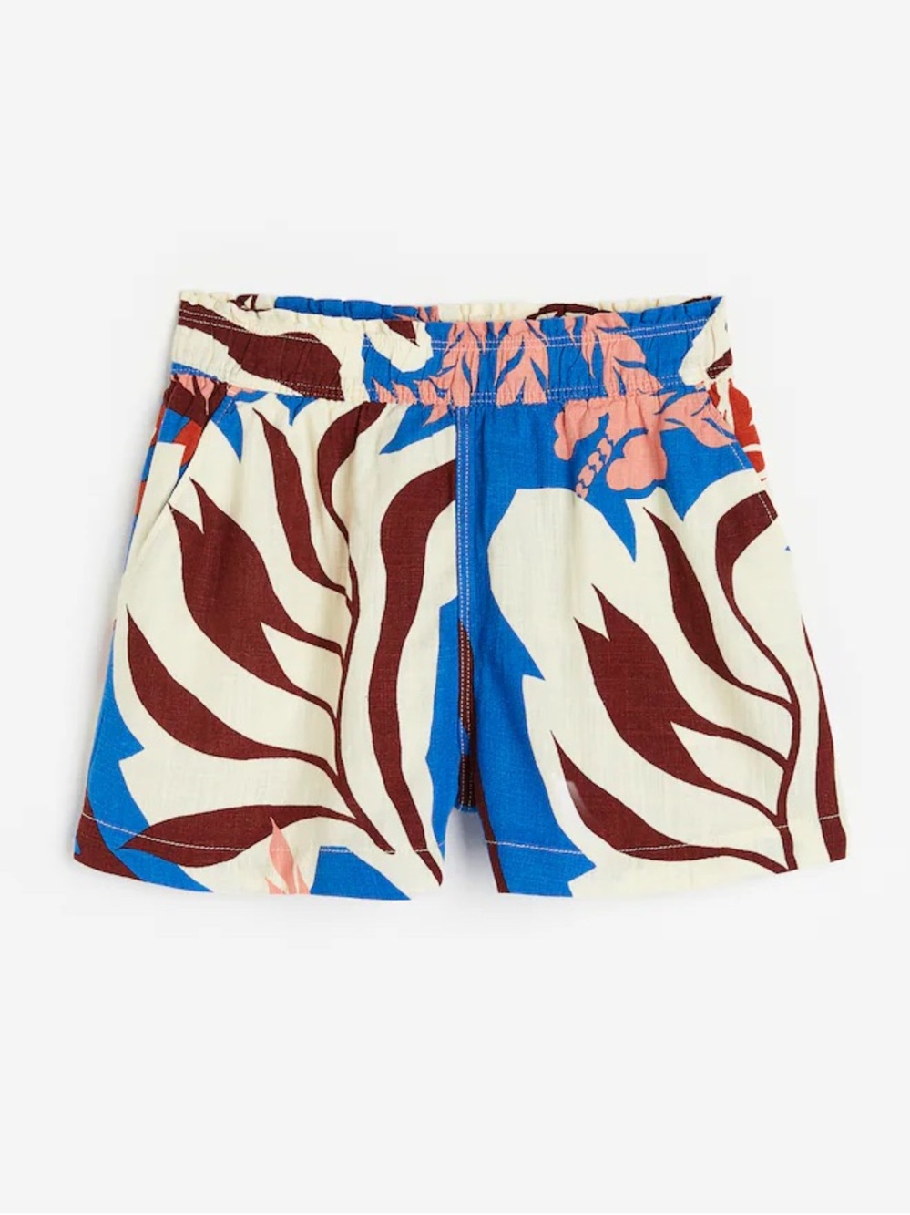 H&M Linen Blend Tropical Print Shorts